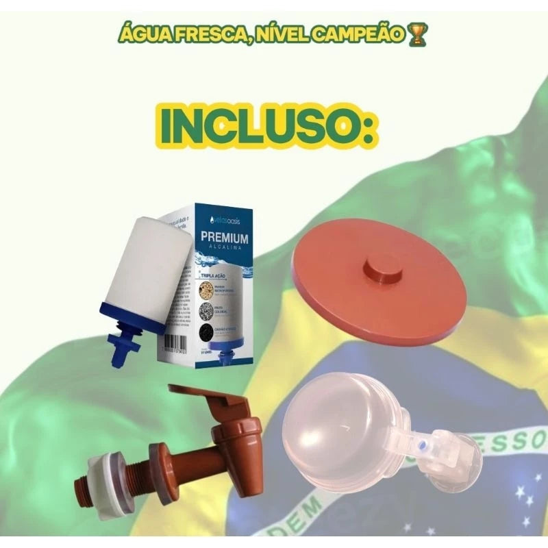 Filtro de Barro 10 Litros com Vela de Carvão Ativado